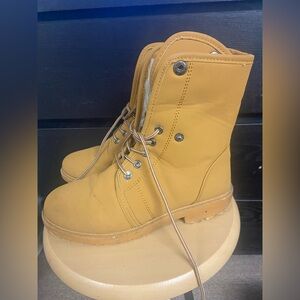 Mustard Lace-Up Ankle Boots